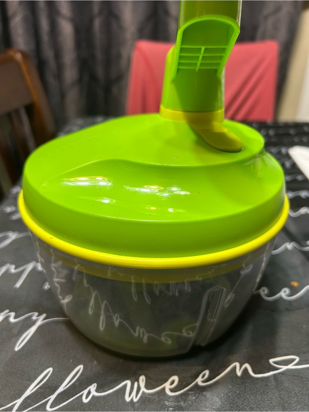 Tupperware Lime Green and Yellow Manual Food Chopper